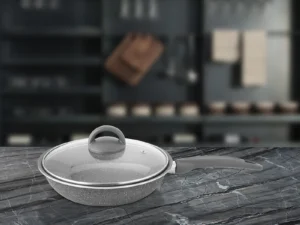 SHRI & SAM NON STICK PRIME STONE DEEP FRY PAN W/GLASS LID 20CM