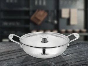 SHRI & SAM PLATINUM HAMMERED KADHAI W/L SS 30CM