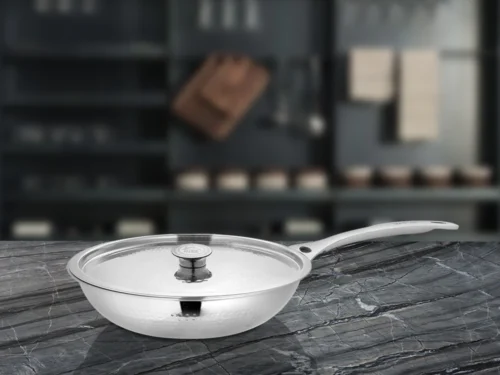 SHRI & SAM PLATINUM HAMMERED FRY PAN W/L SS 18 CM