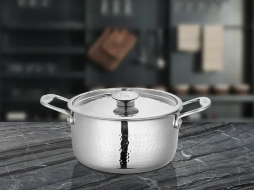 SHRI & SAM PLATINUM HAMMERED CASSEROLE W/L SS18CM