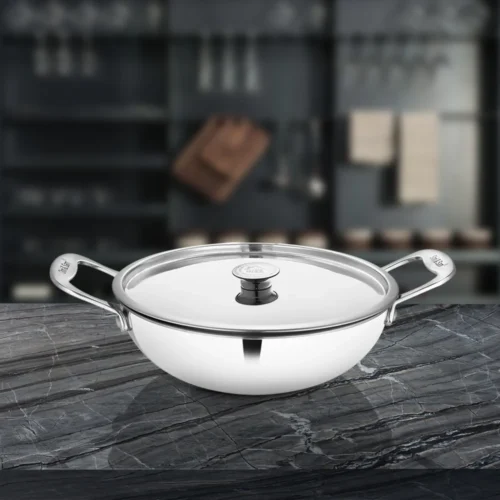 SHRI & SAM PLATINUM PLAIN KADHAI W/L SS 30CM