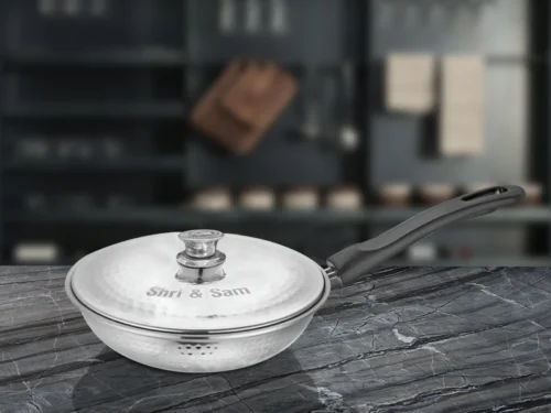 SHRI & SAM 430 HAMMERED FRY PAN W/L SS 22CM
