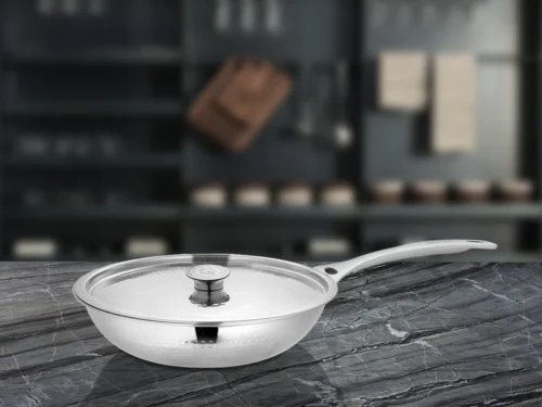 SHRI & SAM PLATINUM HAMMERED FRY PAN W/L SS 22CM