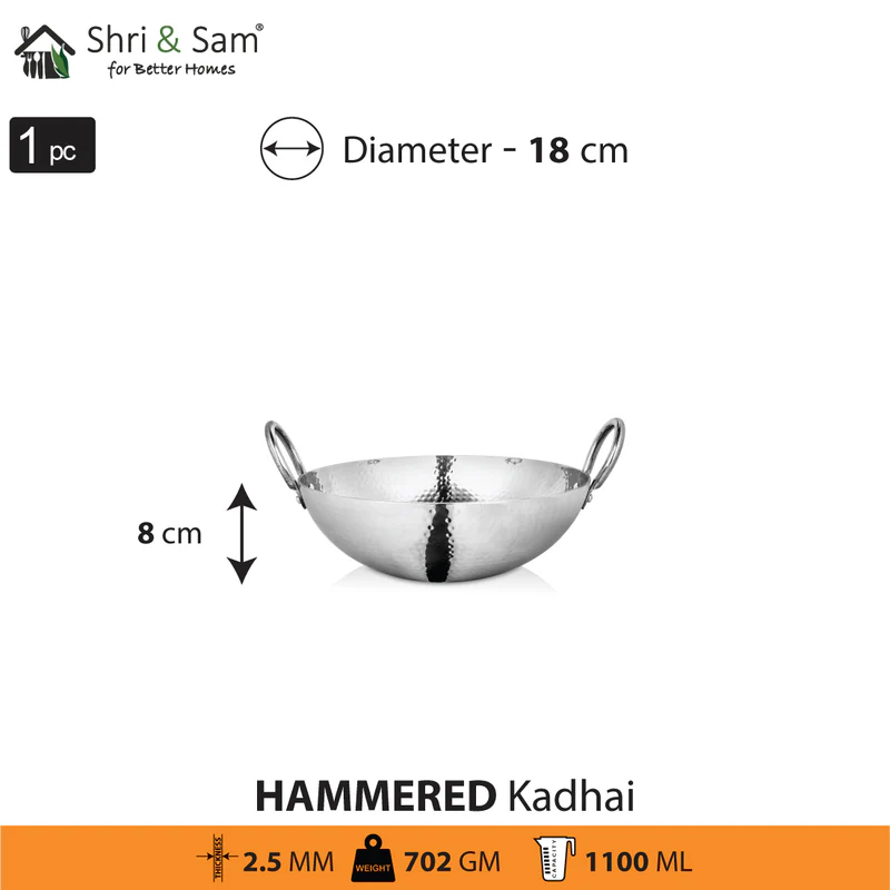 SHRI & SAM 430 HAMMERED KADHAI 18CM - Image 2