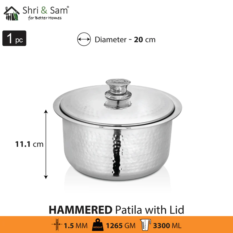 SHRI & SAM 430 HAMMERED PATILA W/L SS 20CM - Image 2
