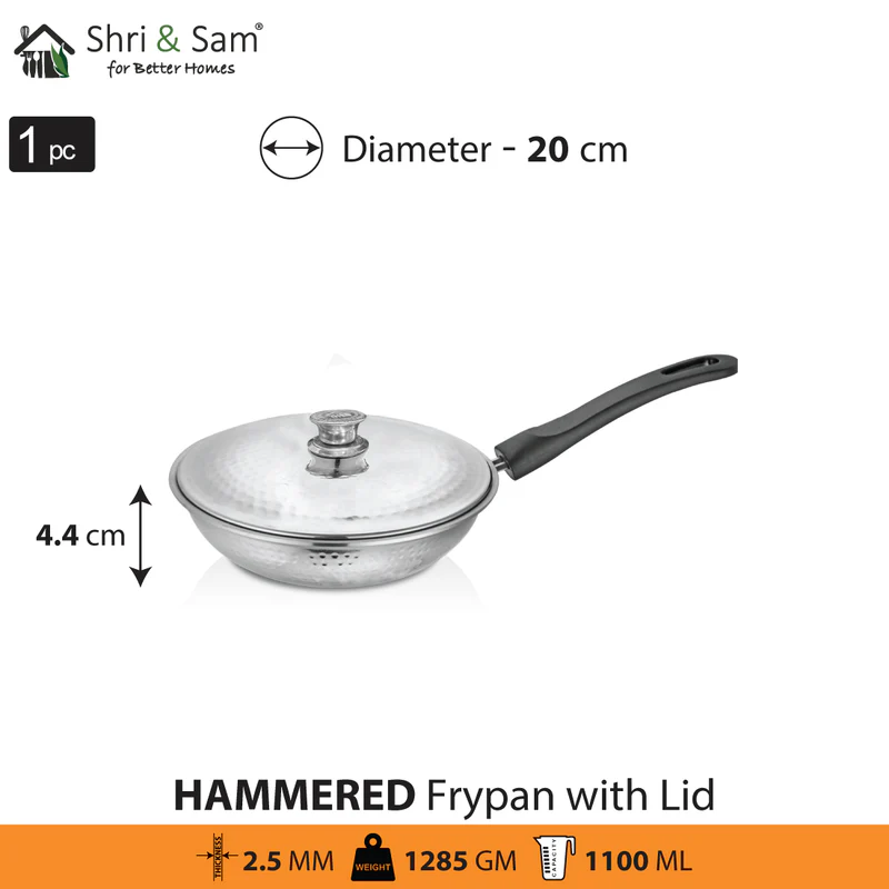 SHRI & SAM 430 HAMMERED FRY PAN W/L SS 20CM - Image 2