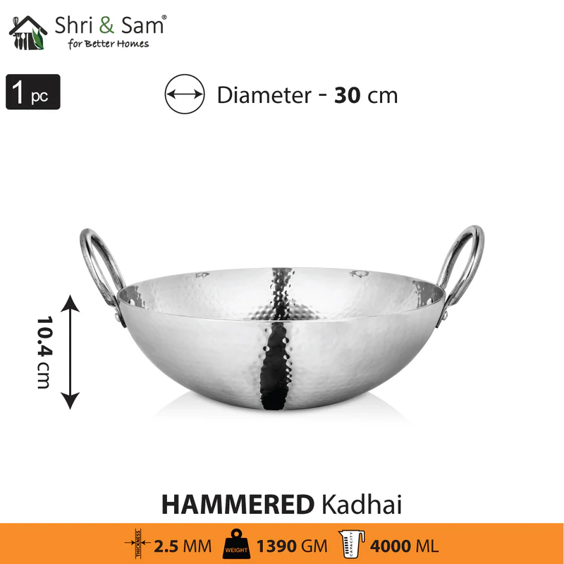 SHRI & SAM 430 HAMMERED KADHAI 30CM - Image 2