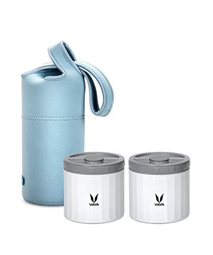 VAYA PRESERVE LUNCHKIT-PRESERVE 2*300ML (WHITE WITH GOBAG BLUE)