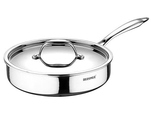 BERGNER SAUTE PAN-ARGENT TRIPLY 220MM W/LID