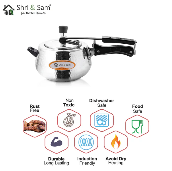 SHRI & SAM COOKER OPUS HAMMERED SS 5LTR - Image 4