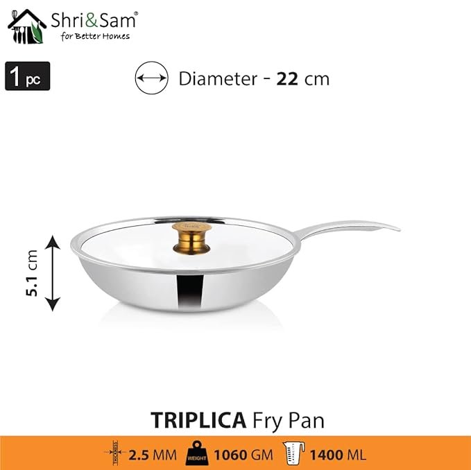 SHRI & SAM TRIPLICA FRY PAN W/L SS 22 CM - Image 3