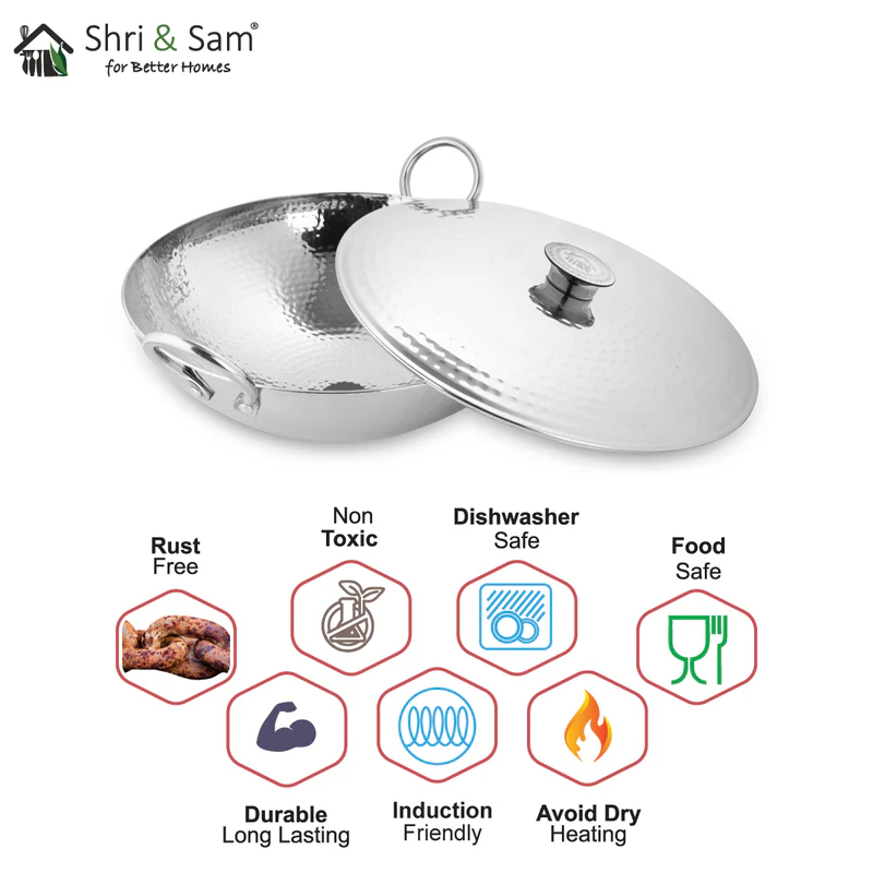 SHRI & SAM 430 HAMMERED KADHAI W/L SS 35CM - Image 4