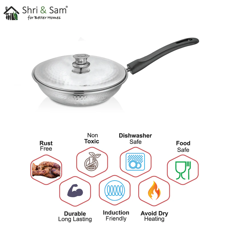 SHRI & SAM 430 HAMMERED FRY PAN W/L SS 20CM - Image 4