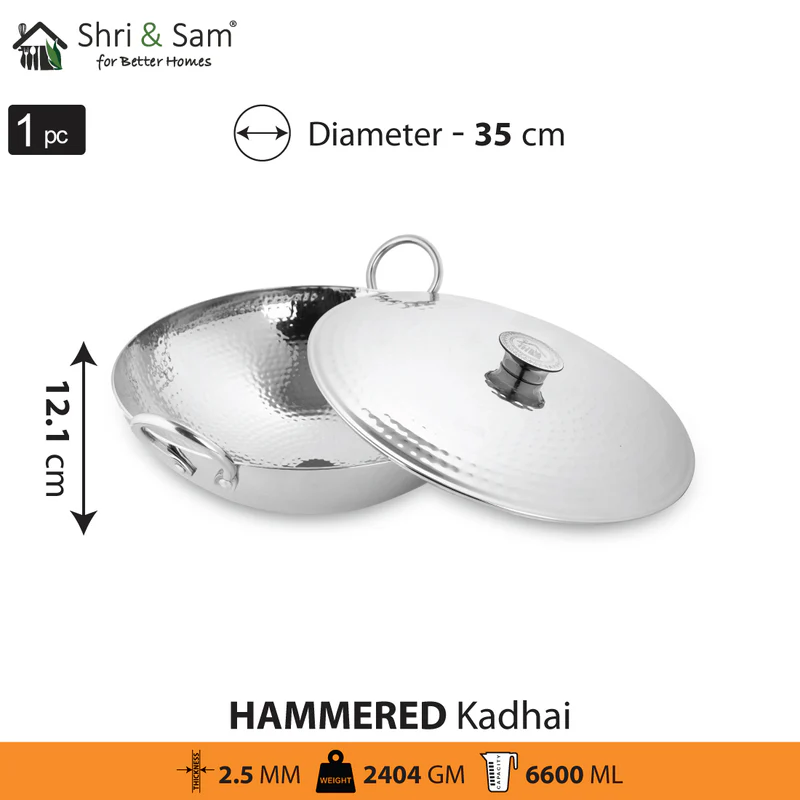 SHRI & SAM 430 HAMMERED KADHAI W/L SS 35CM - Image 2
