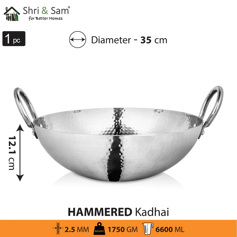 SHRI & SAM 430 HAMMERED KADHAI 35CM - Image 2