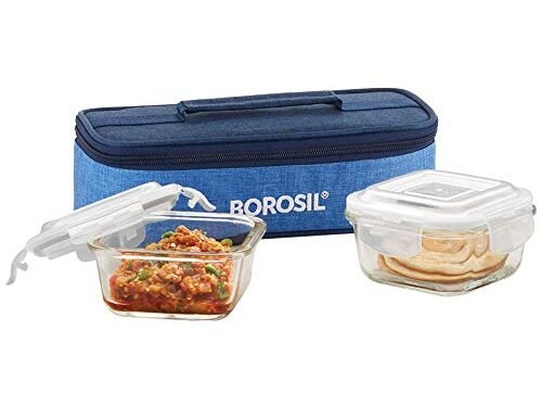 BOROSIL LUNCH BOX-SO2 SQUARE 320ML H