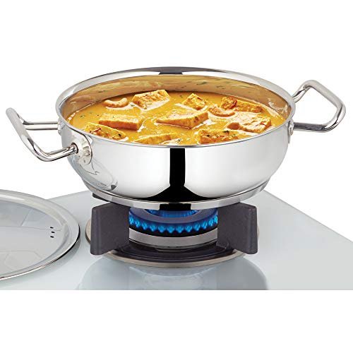 BOROSIL FLAT KADHAI-IMPACT 1.8LTR W/LID