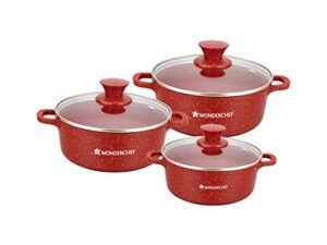 WONDERCHEF CASSEROLE COMBI-GRANITE 3PCS SET RED