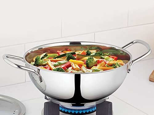 BOROSIL FLAT KADHAI-IMPACT 2.8LTR W/LID