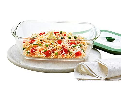 BOROSIL DISHES-REC W/GREEN LID 1LTR