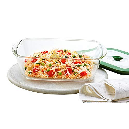 BOROSIL DISHES-REC W/GREEN LID 1LTR