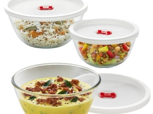 BOROSIL MIXING BOWL-SO 3 W/LID 500ML+900ML+1.3LTR