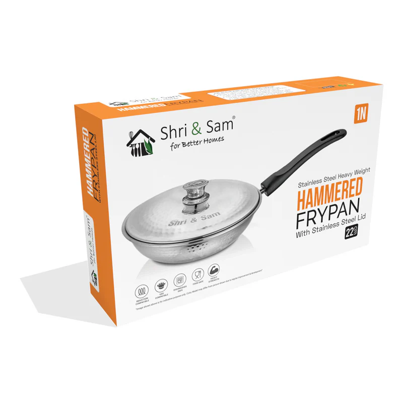 SHRI & SAM 430 HAMMERED FRY PAN W/L SS 20CM - Image 5