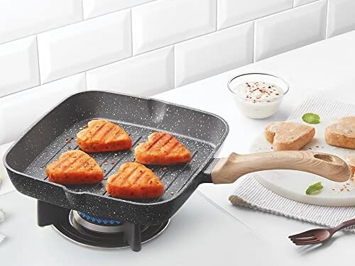 BOROSIL SQUARE GRILL FRY PAN-VAJRA 240MM