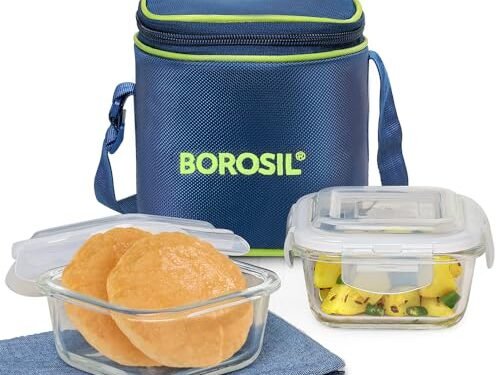BOROSIL LUNCH BOX-SO2 SQUARE 320ML V