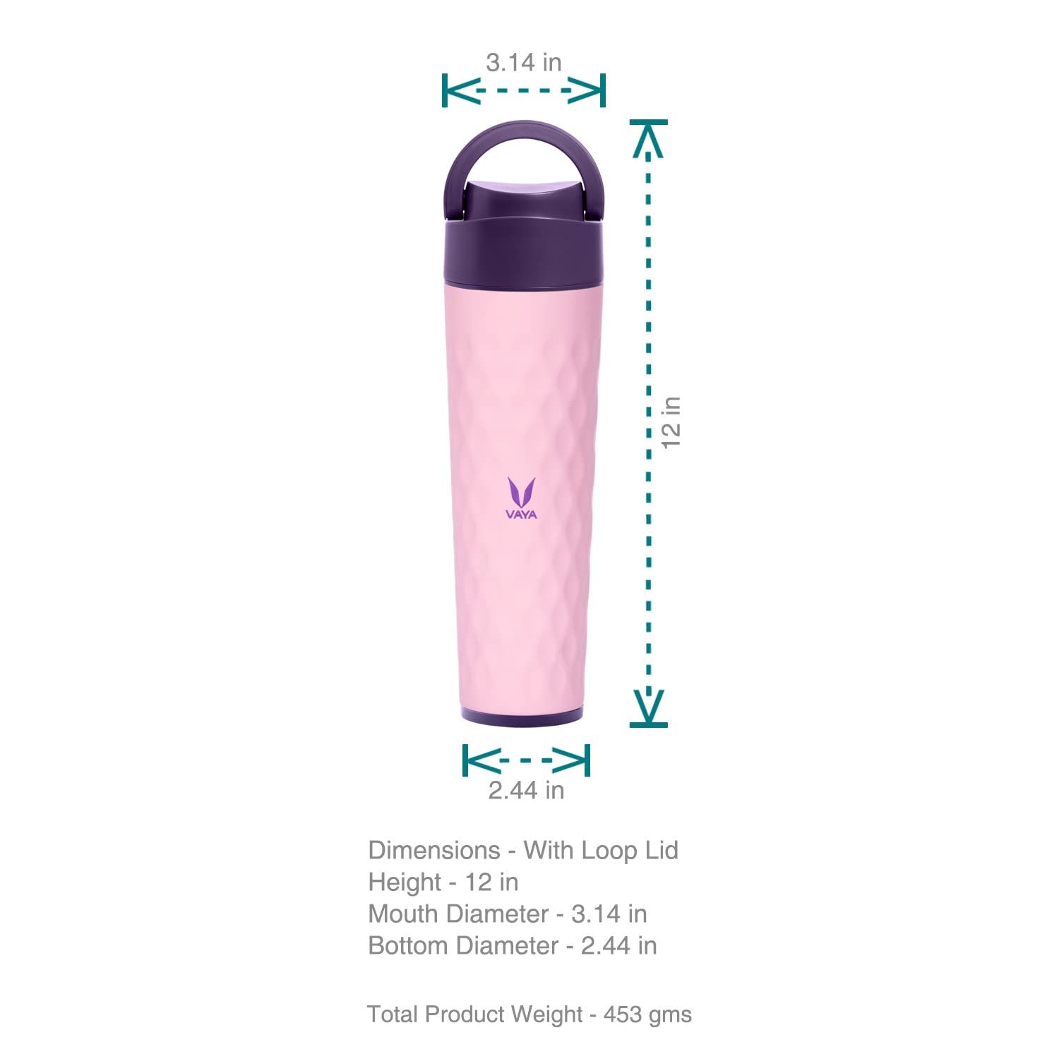 VAYA DRYNK WITH LOOP LID 600ML (PINK) - Image 2