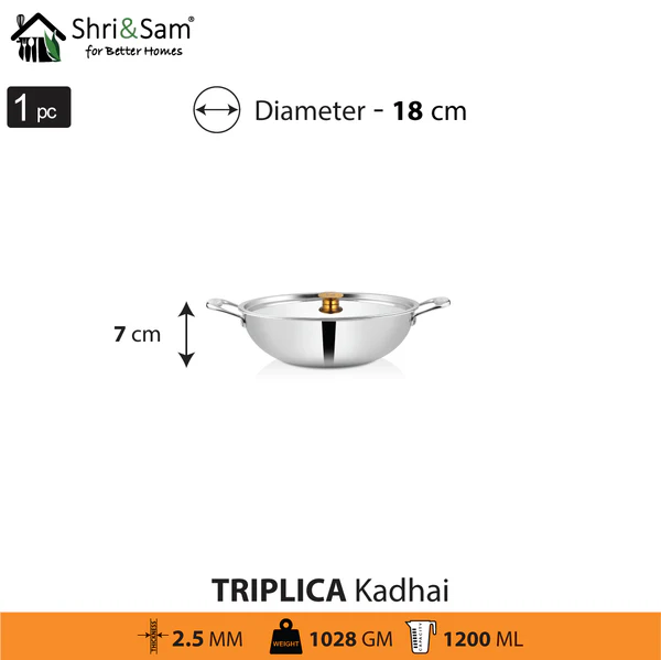SHRI & SAM TRIPLICA KADHAI W/L SS 18 CM - Image 4