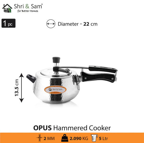 SHRI & SAM COOKER OPUS HAMMERED SS 5LTR - Image 2