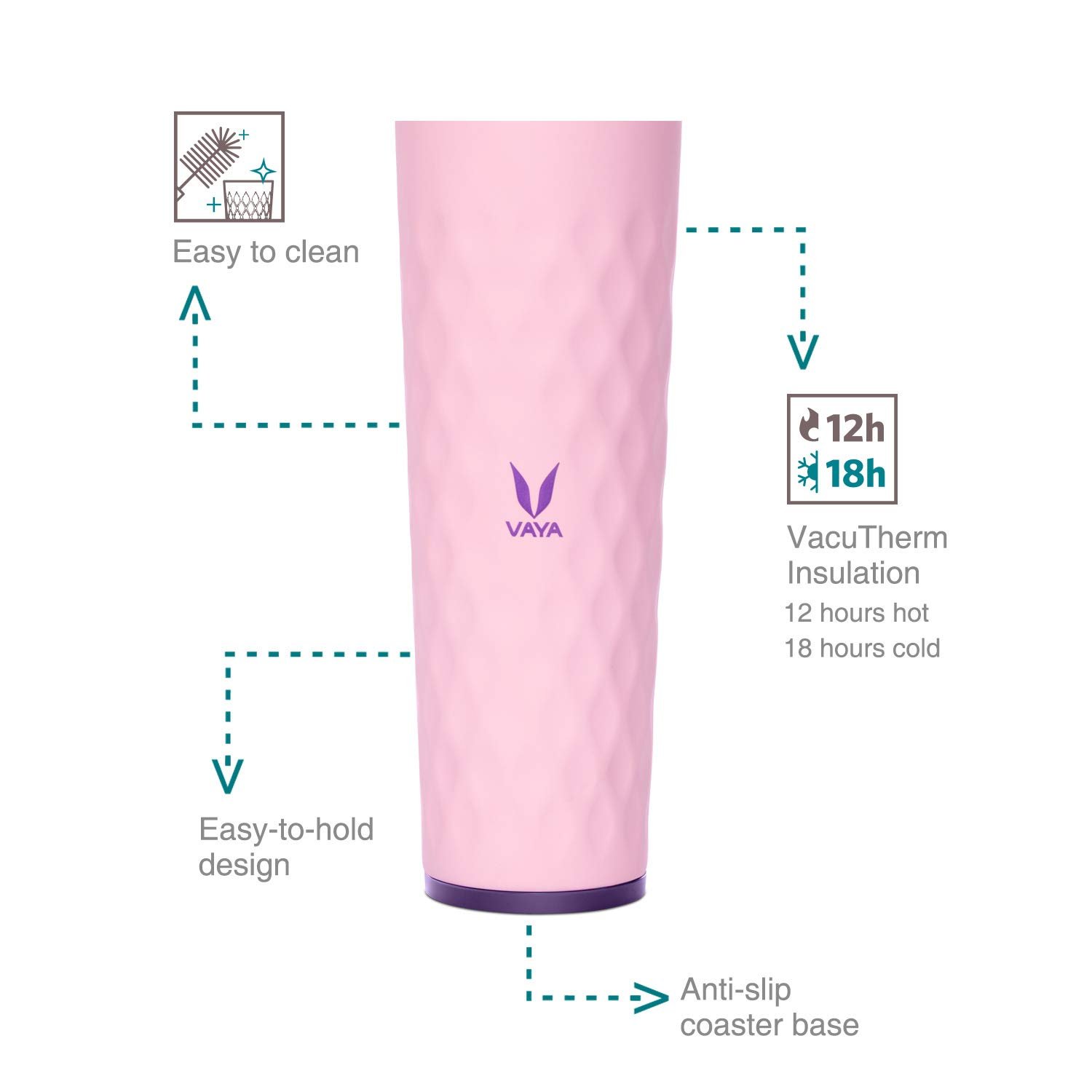VAYA DRYNK WITH LOOP LID 600ML (PINK) - Image 5