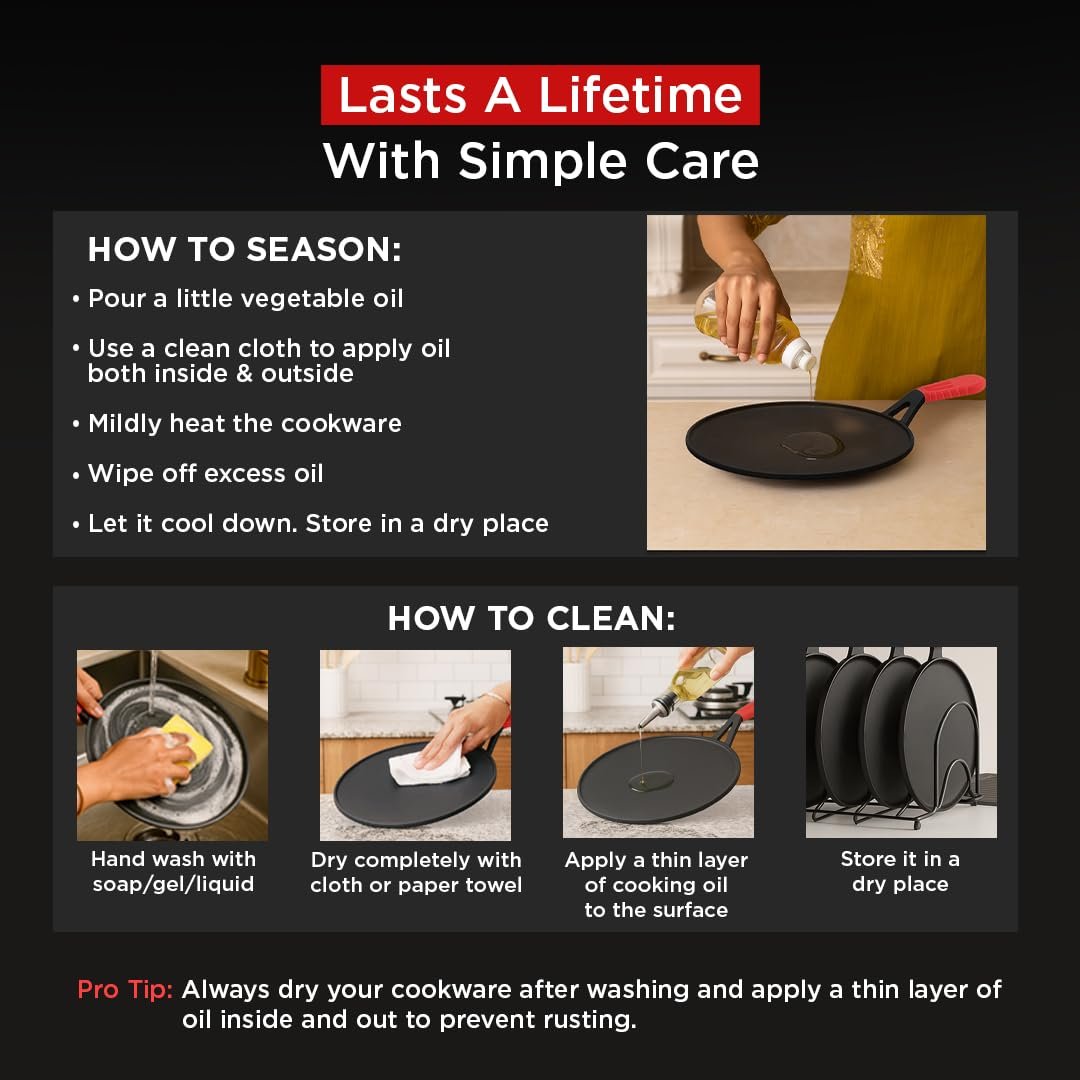 PIGEON IMPERI CAST IRON CURVED TAWA DIA 260MM - Image 9