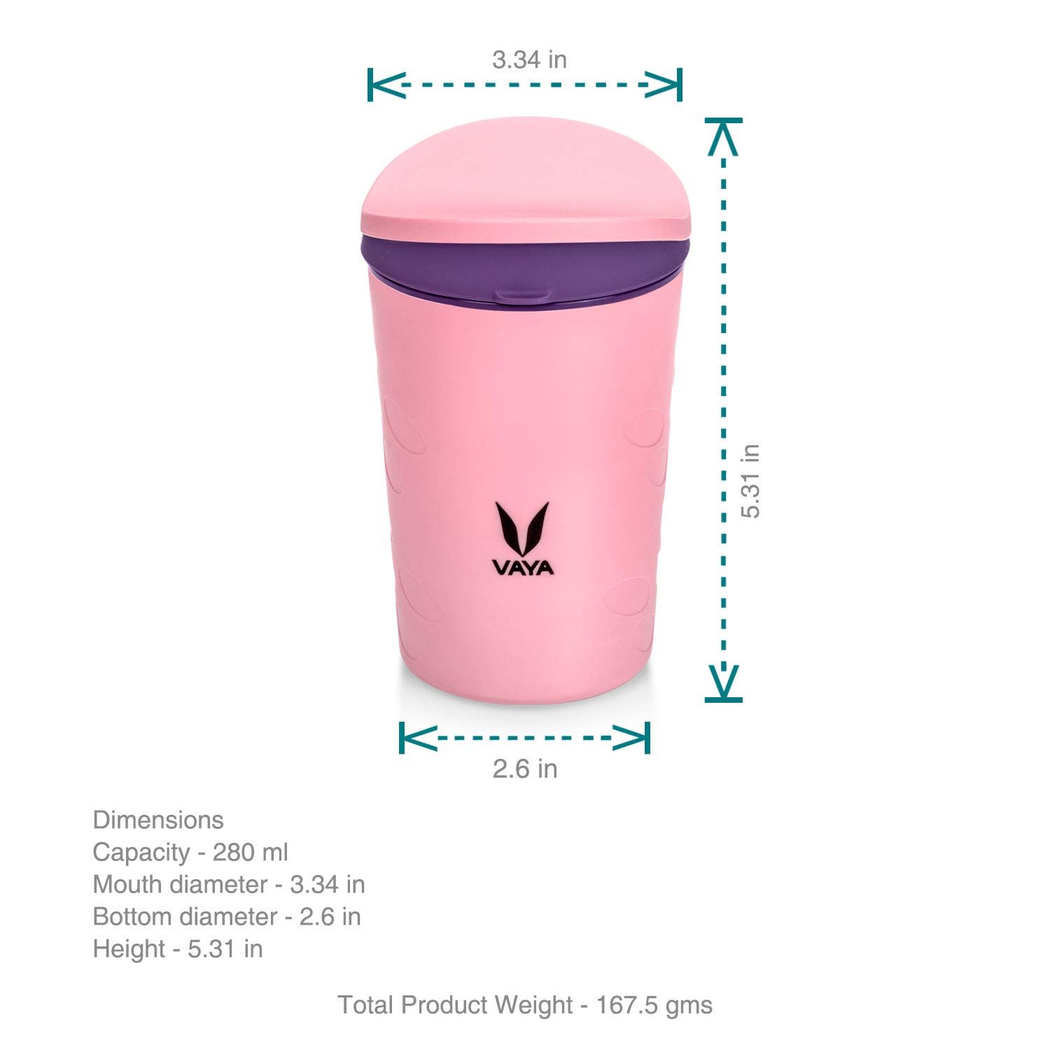 VAYA DRYNK WITH PEDIASAFE LID 280ML (PINK) - Image 3