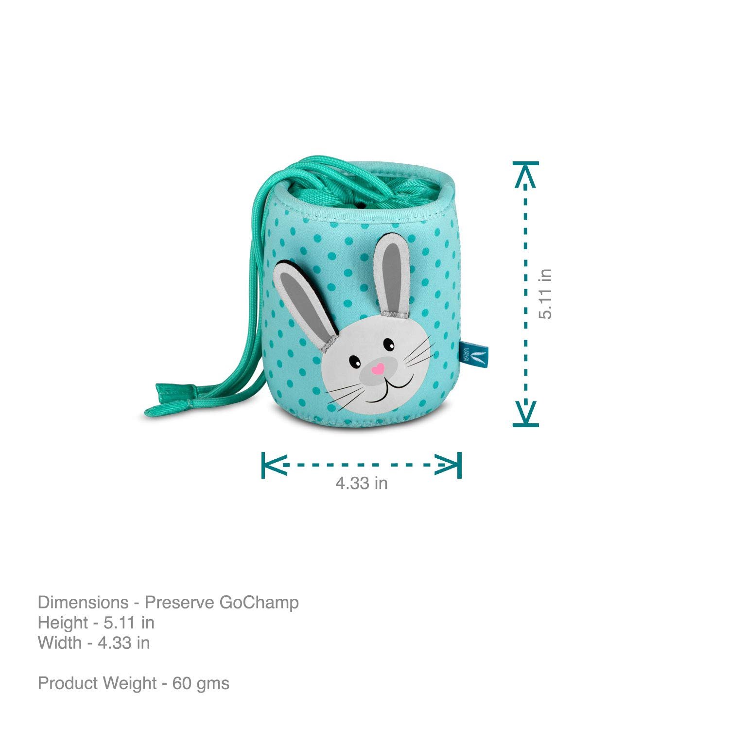 VAYA PRESERVE KIDS LUNCHKIT 500ML (BLUE WITH GOCHAMP BUNNY) - Image 4