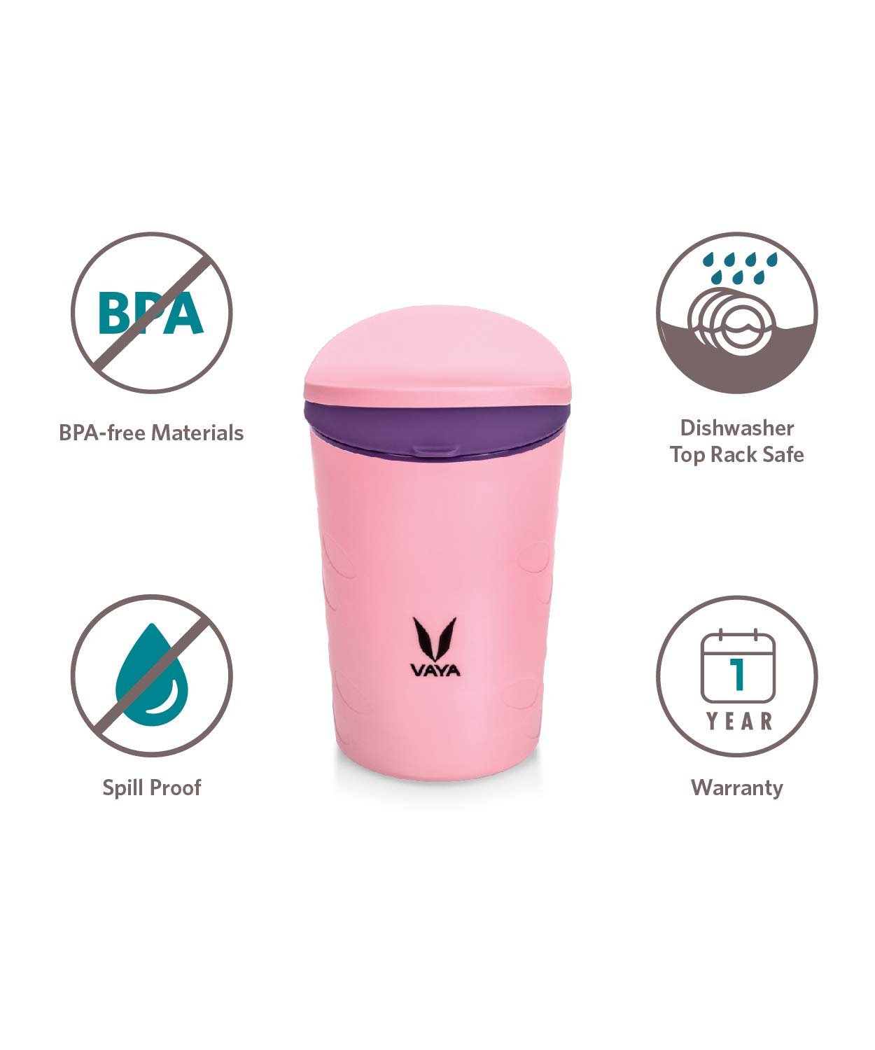 VAYA DRYNK WITH PEDIASAFE LID 280ML (PINK) - Image 4