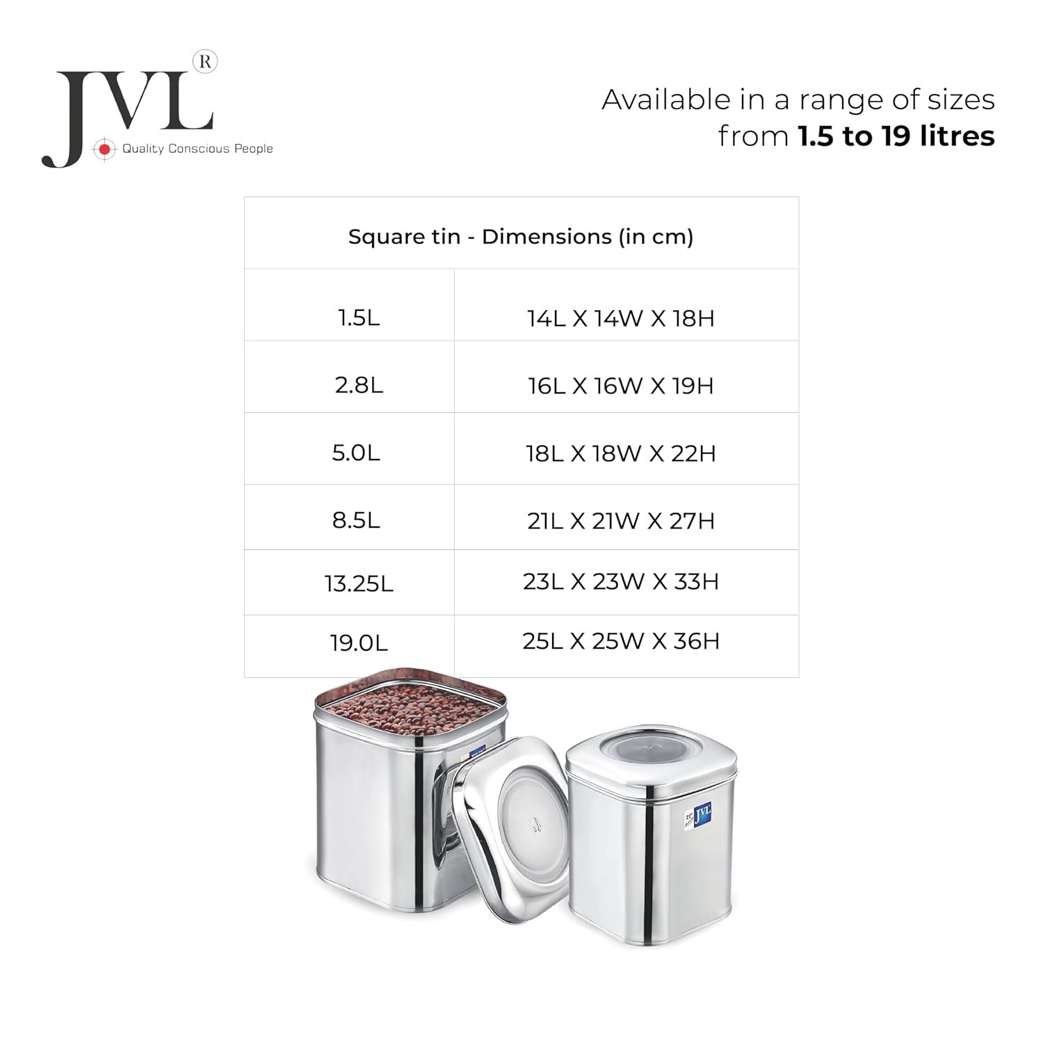 JVL SQUARE TIN (8.5 L) - Image 4