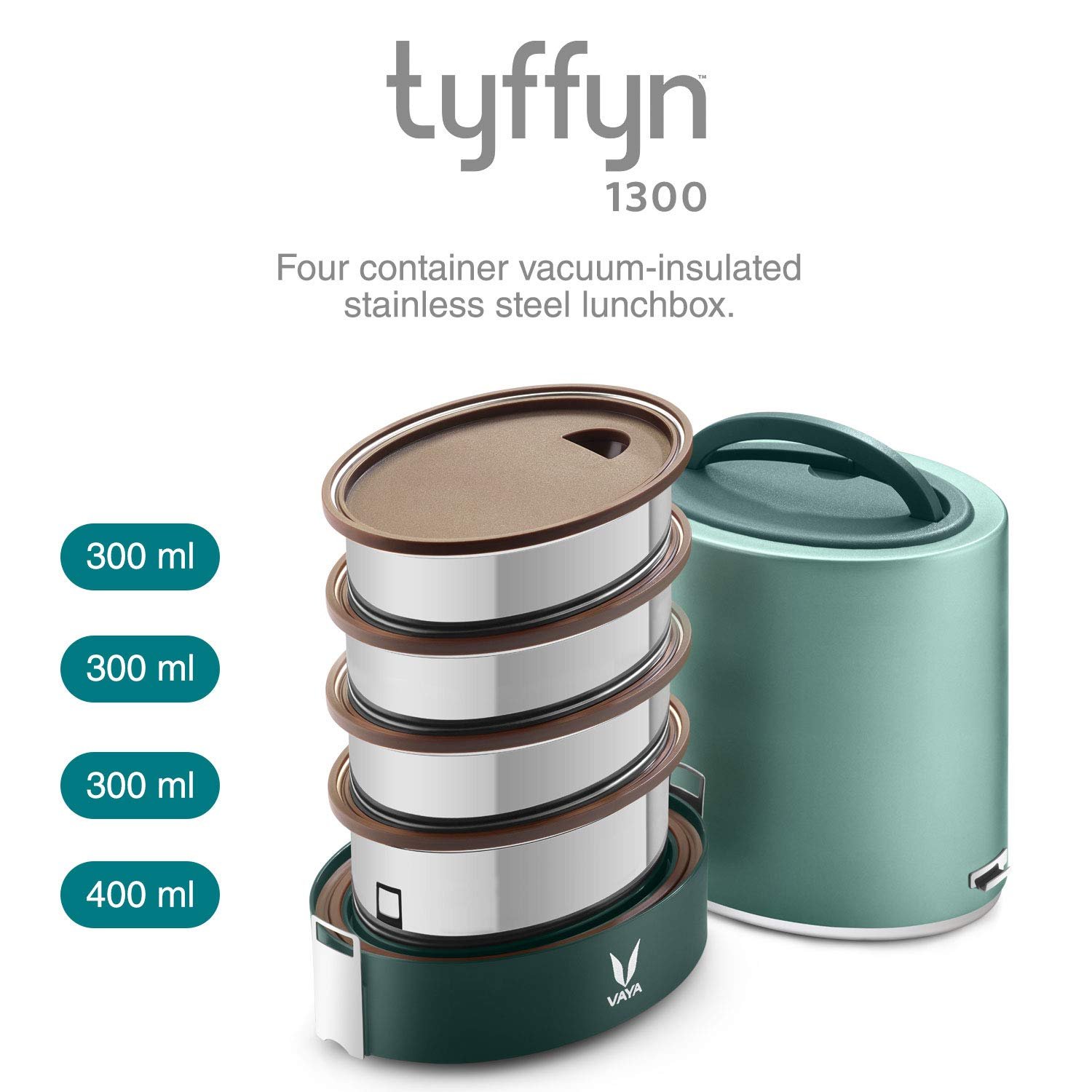 VAYA TYFFYNLYTE WITH POLISHED STAINLESS STEEL CONTAINERS 1300ML (GREEN) - Image 5