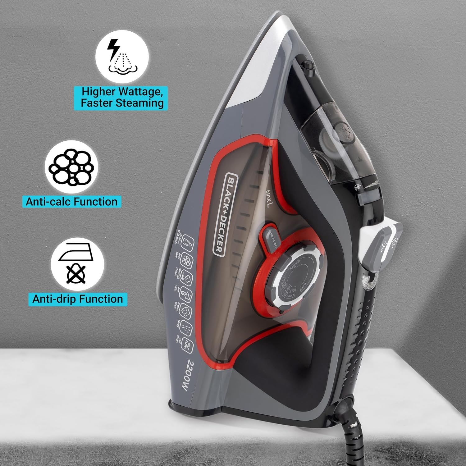 BLACK DECKER-STEAM IRON-2200W-BXIR2202IN - Image 5