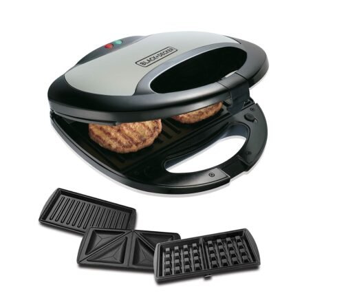 BLACK DECKER-3 IN 1 MULTIPLE SANDWICH, GRILL & WAFFLE MAKER-750W TS2090