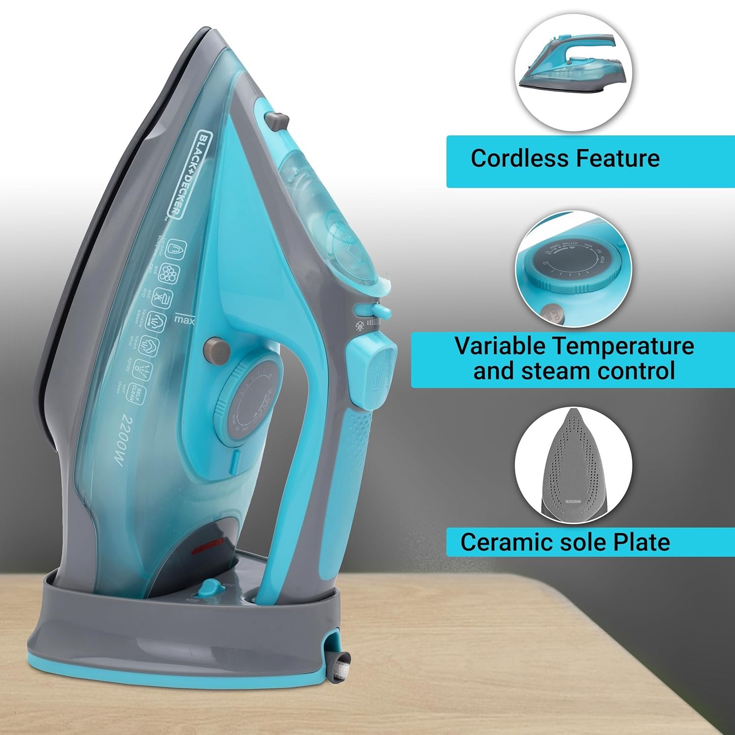 BLACK DECKER STEAM IRON 2200 W CORDLESS - Image 2