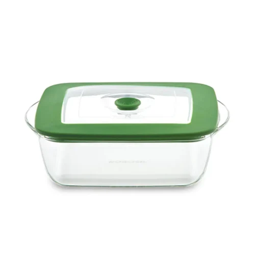 BOROSIL DISH-SQUARE W/GREEN LID 2.2LTR