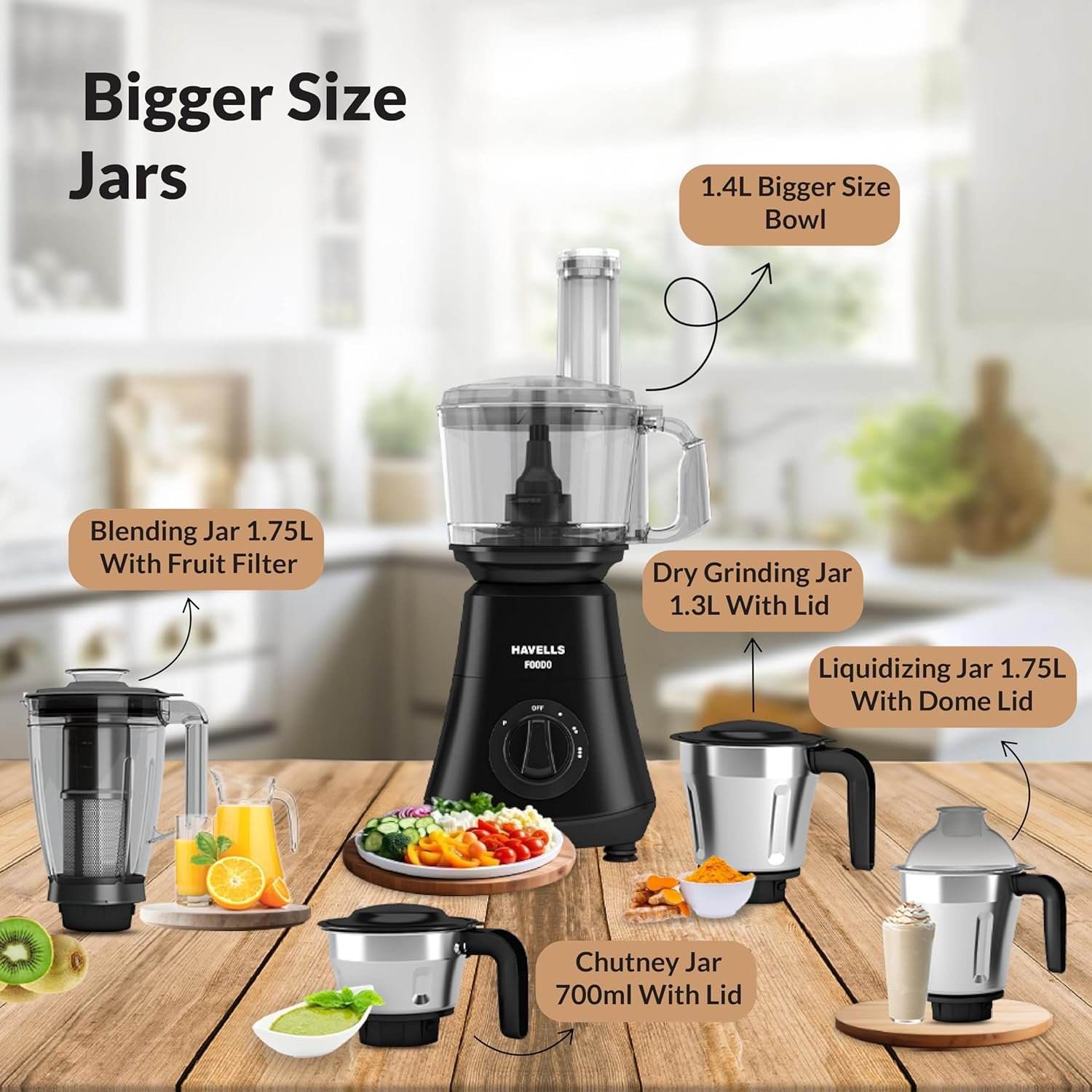 HAVELLS MIXER GRINDER FOODO 5 JAR - Image 7
