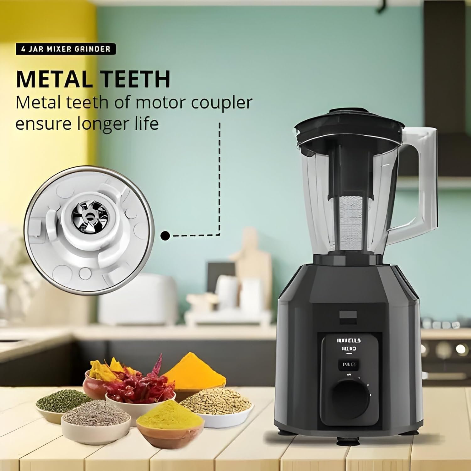 HAVELLS MIXER GRINDER HEXO PLUS 4 JARS - Image 4