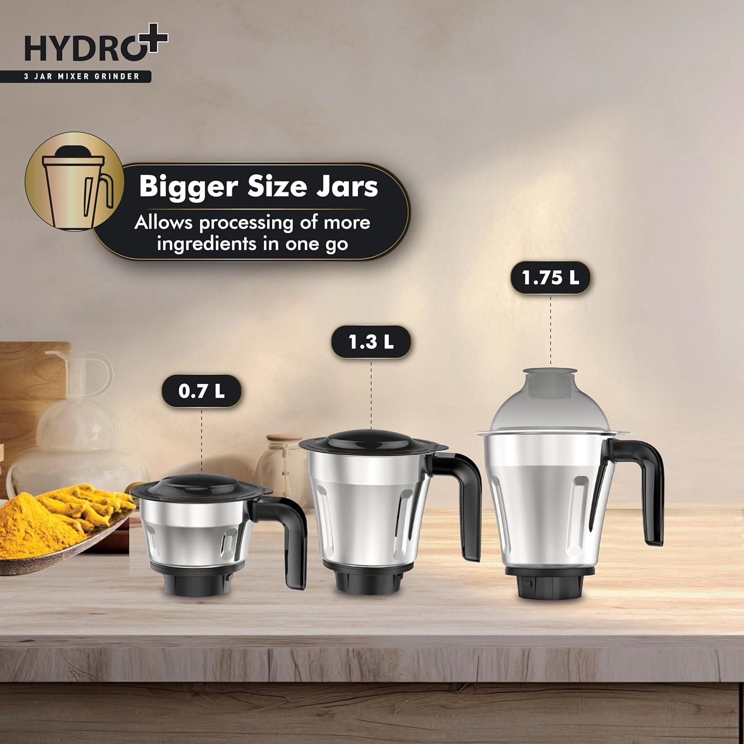 HAVELLS MIXER GRINDER HYDRO PLUS 3 JARS - Image 5