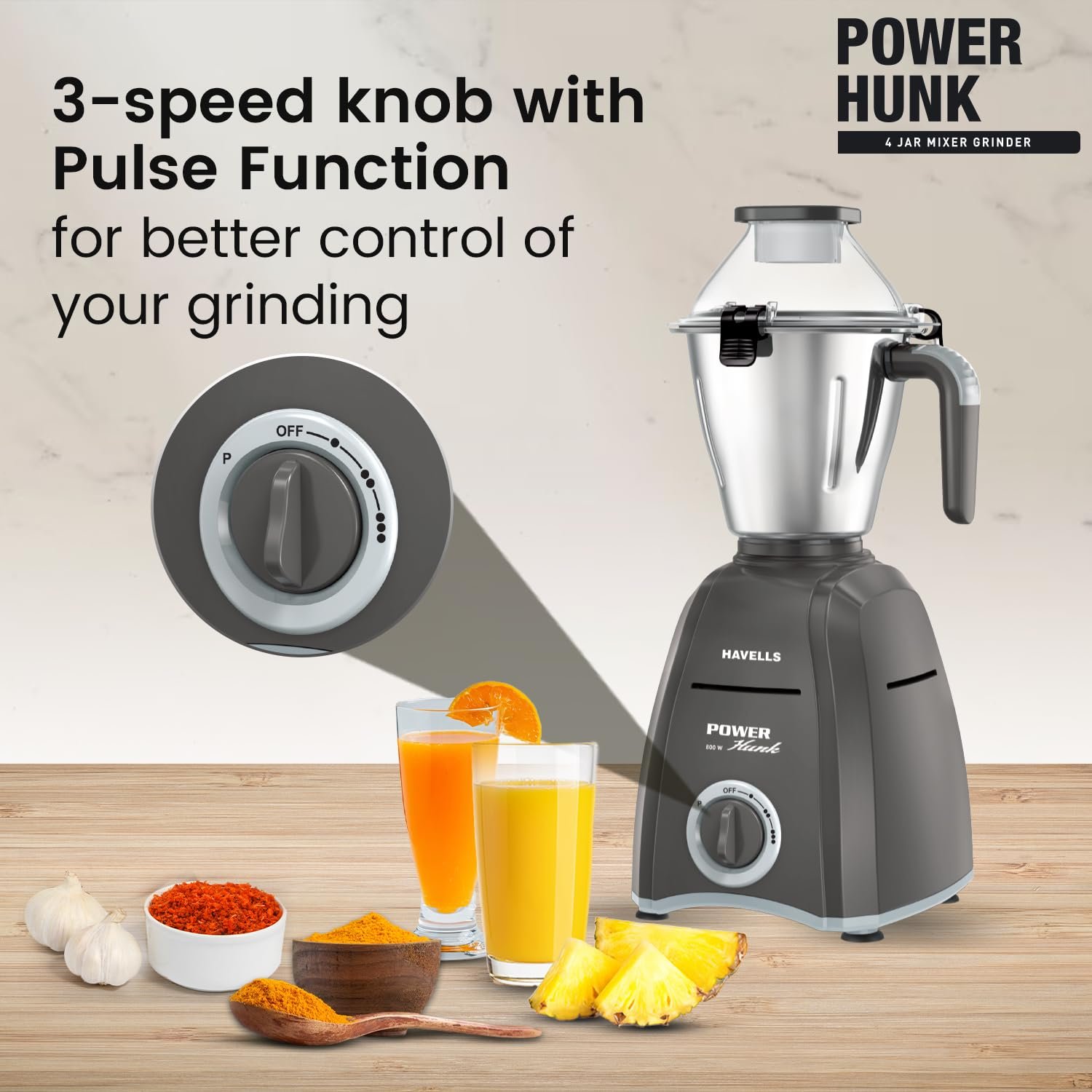 HAVELLS MIXER GRINDER POWER HUNK 4 JAR - Image 2