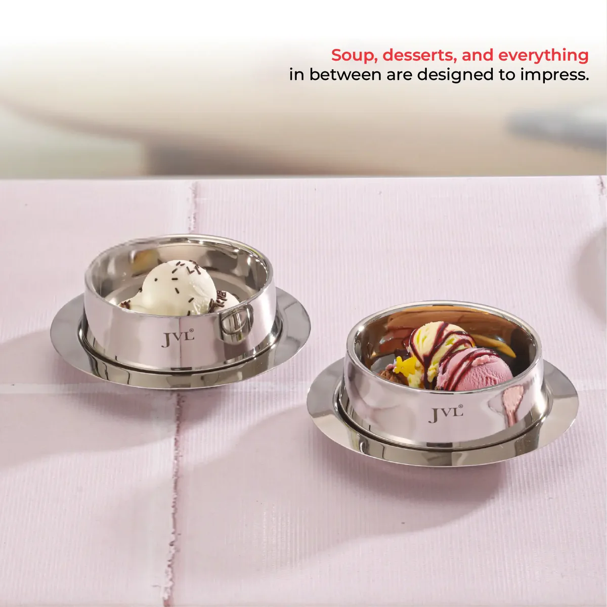 JVL DESSERT BOWL TWO BOWLS WITH PLATE - Image 4