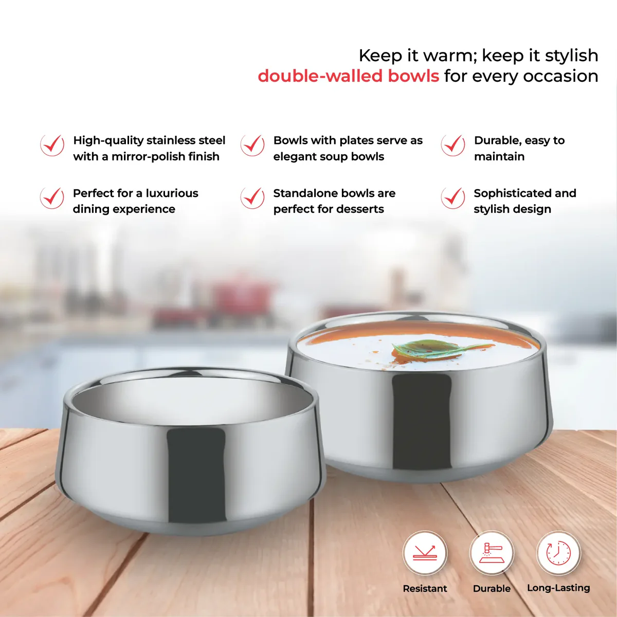 JVL DESSERT BOWL TWO BOWLS WITH PLATE - Image 3