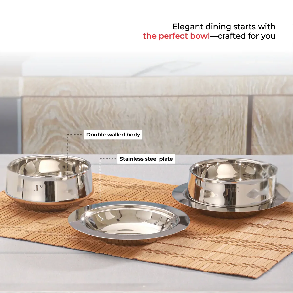 JVL DESSERT BOWL TWO BOWLS WITH PLATE - Image 2